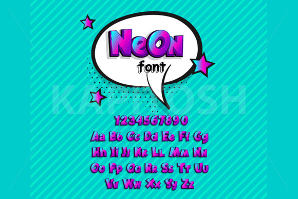 Download Neon Lowercase and Uppercase Comic Font - Lowercase Collection