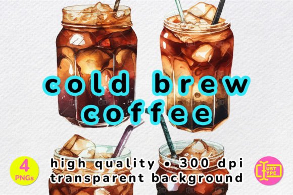 Download Watercolor Cold Brew Coffee Clipart Pack - Brew Collection