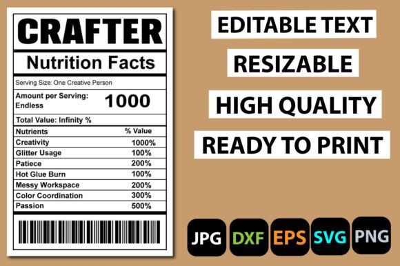 Download Crafter Nutrition Facts Label - Craft Collection